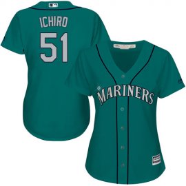 Seattle Mariners #51 Ichiro Suzuki Green Alternate Womens Stitched MLB Jersey