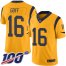 Nike Los Angeles Rams #16 Jared Goff Gold Youth Stitched NFL Limited Rush 100th Season Jersey