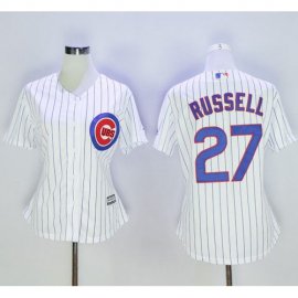 Chicago Cubs #27 Addison Russell White(Blue Strip) Womens Home Stitched MLB Jersey