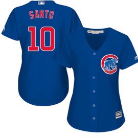 Chicago Cubs #10 Ron Santo Blue Alternate Womens Stitched MLB Jersey
