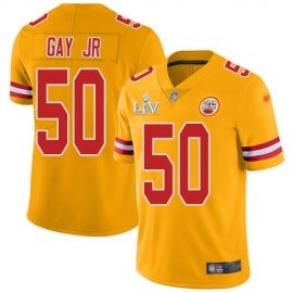 Nike Kansas City Chiefs #50 Willie Gay Jr. Gold Youth Super Bowl LV Bound Stitched NFL Limited Inverted Legend Jersey