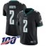 Nike Philadelphia Eagles #2 Jalen Hurts Black Alternate Mens Stitched NFL 100th Season Vapor Untouchable Limited Jersey