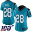 Nike Carolina Panthers #28 Mike Davis Blue Womens Stitched NFL Limited Rush 100th Season Jersey
