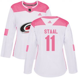 Adidas Carolina Hurricanes #11 Jordan Staal White/Pink Authentic Fashion Womens Stitched NHL Jersey