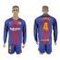 Barcelona #4 I.Rakitic Home Long Sleeves Soccer Club Jersey