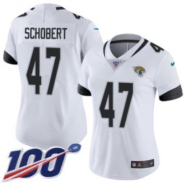 Nike Jacksonville Jaguars #47 Joe Schobert White Womens Stitched NFL 100th Season Vapor Untouchable Limited Jersey
