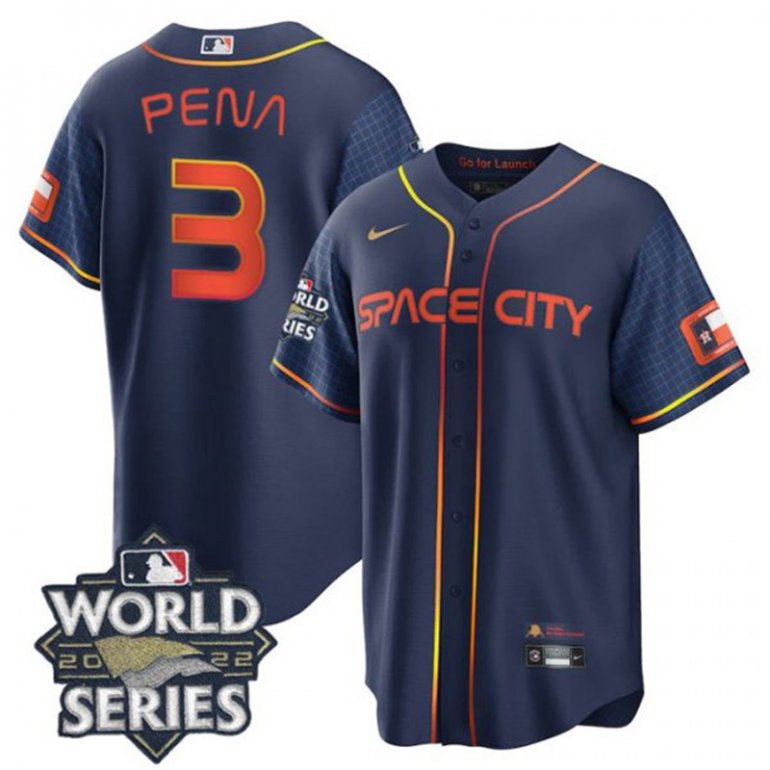 Astros 3 Jeremy Pena Navy Nike 2022 World Series City Connect Cool Base Jersey Astros 3 Jeremy Pena Navy Nike 2022 World Series City Connect Cool Base Jersey