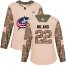 Adidas Columbus Blue Jackets #22 Sonny Milano Camo Authentic 2017 Veterans Day Womens Stitched NHL Jersey