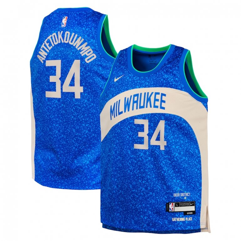 Giannis Antetokounmpo Milwaukee Bucks Nike Youth 2023/24 Swingman Replica Jersey – City Edition – Royal Giannis Antetokounmpo Milwaukee Bucks Nike Youth 2023/24 Swingman Replica Jersey – City Edition – Royal
