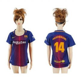 Womens Barcelona #14 Mascherano Home Soccer Club Jersey