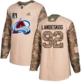 Adidas Colorado Avalanche #92 Gabriel Landeskog Camo Authentic 2022 Stanley Cup Final Patch Veterans Day Stitched NHL Jersey Mens