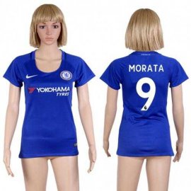 Womens Chelsea #9 Morata Home Soccer Club Jersey