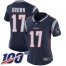 Nike New England Patriots #17 Antonio Brown Navy Blue Team Color Womens Stitched NFL 100th Season Vapor Limited Jersey