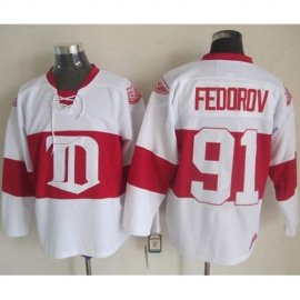 Detroit Red Wings #91 Sergei Fedorov White Winter Classic CCM Throwback Stitched NHL Jersey