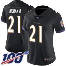 Nike Baltimore Ravens #21 Mark Ingram II Black Alternate Womens Stitched NFL 100th Season Vapor Limited Jersey