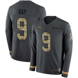 Nike Tampa Bay Buccaneers #9 Matt Gay Anthracite Salute to Service Mens Stitched NFL Limited Therma Long Sleeve Jersey