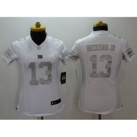 Nike New York Giants #13 Odell Beckham Jr Royal White Womens Stitched NFL Limited Platinum Jersey