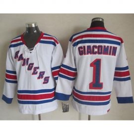 New York Rangers #1 Eddie Giacomin White CCM Throwback Stitched NHL Jersey