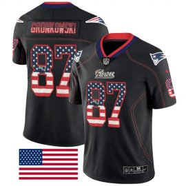 Nike New England Patriots #87 Rob Gronkowski Black Mens Stitched NFL Limited Rush USA Flag Jersey
