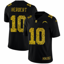 Los Angeles Chargers #10 Justin Herbert Mens Nike Leopard Print Fashion Vapor Limited NFL Jersey Black