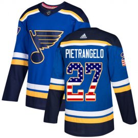 Adidas St. Louis Blues #27 Alex Pietrangelo Blue Home Authentic USA Flag Stitched NHL Jersey