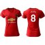 Womens Manchester United #8 Mata Red Home Soccer Club Jersey