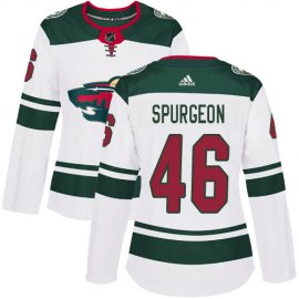 Adidas Minnesota Wild #46 Jared Spurgeon White Road Authentic Womens Stitched NHL Jersey