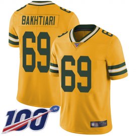 Nike Green Bay Packers #69 David Bakhtiari Yellow Mens Stitched NFL Limited Rush 100th Season Jersey