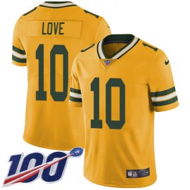 Nike Green Bay Packers #10 Jordan Love Yellow Youth Stitched NFL Limited Rush 100th Season Jersey