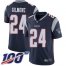Nike New England Patriots #24 Stephon Gilmore Navy Blue Team Color Youth Stitched NFL 100th Season Vapor Limited Jersey