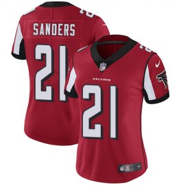 Nike Atlanta Falcons #21 Deion Sanders Red Team Color Womens Stitched NFL Vapor Untouchable Limited Jersey
