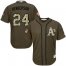 Oakland Athletics #24 Rickey Henderson Green Salute to Service Stitched Youth MLB Jersey