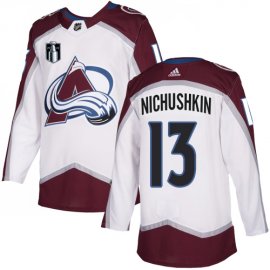 Adidas Colorado Avalanche #13 Valeri Nichushkin White 2022 Stanley Cup Final Patch Road Authentic Stitched NHL Jersey Mens
