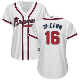 Atlanta Braves #16 Brian McCann White Home Womens Stitched MLB Jersey