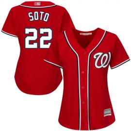 Washington Nationals #22 Juan Soto Red Alternate Womens Stitched MLB Jersey