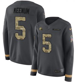 Nike Cleveland Browns #5 Case Keenum Anthracite Salute to Service Womens Stitched NFL Limited Therma Long Sleeve Jersey