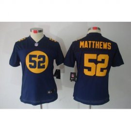 Nike Green Bay Packers #52 Clay Matthews Navy Blue Alternate Womens Stitched NFL Limited Jersey