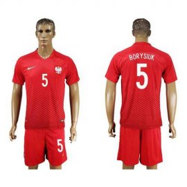 Poland #5 Borysiuk Away Soccer Country Jersey
