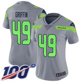 Nike Seattle Seahawks #49 Shaquem Griffin Silver Womens Stitched NFL Limited Inverted Legend 100th Season Jersey