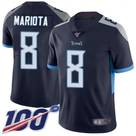 Nike Tennessee Titans #8 Marcus Mariota Navy Blue Team Color Mens Stitched NFL 100th Season Vapor Limited Jersey