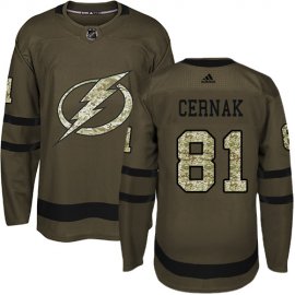 Adidas Tampa Bay Lightning #81 Erik Cernak Green Salute to Service Stitched NHL Jersey