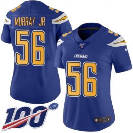 Nike Los Angeles Chargers #56 Kenneth Murray Jr Electric Blue Womens Stitched NFL Limited Rush 100th Season Jersey