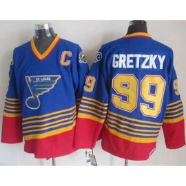 St. Louis Blues #99 Wayne Gretzky Light Blue/Red CCM Throwback Stitched NHL Jersey