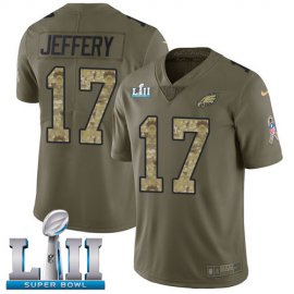 Nike Philadelphia Eagles #17 Alshon Jeffery Olive/Camo Super Bowl LII Mens Stitched NFL Limited 2017 Salute To Service Jersey