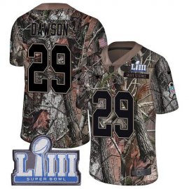 Nike New England Patriots #29 Duke Dawson Camo Super Bowl LIII Bound Mens Stitched NFL Limited Rush Realtree Jersey