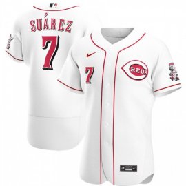 Cincinnati Reds #7 Eugenio Suarez Mens Nike White Home 2020 Authentic Player MLB Jersey