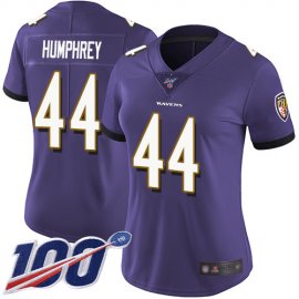 Nike Baltimore Ravens #44 Marlon Humphrey Purple Team Color Womens Stitched NFL 100th Season Vapor Limited Jersey