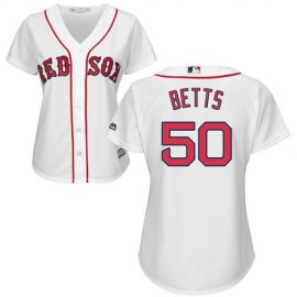 Boston Red Sox #50 Mookie Betts White Home Womens Stitched MLB Jersey