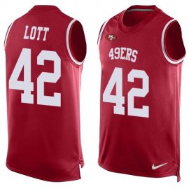Nike San Francisco 49ers #42 Ronnie Lott Red Team Color Mens Stitched NFL Limited Tank Top Jersey