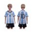 Argentina #10 Messi Home Kid Soccer Country Jersey